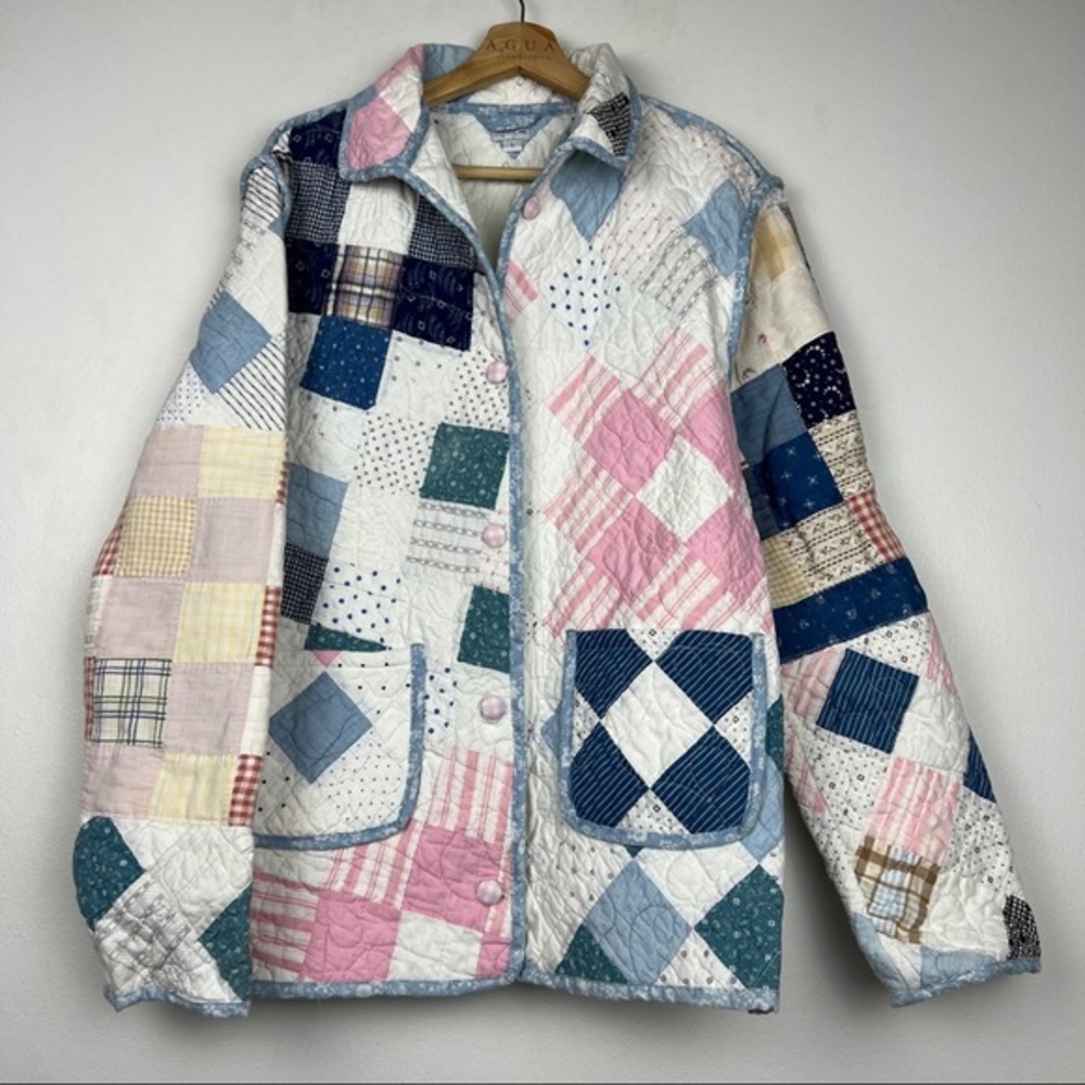Lindsey Berns Rare Colorblock Embroidered Quilt Coat - Picture 1 of 9